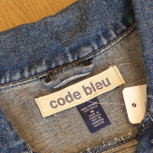 Code Bleu ASAP Mob Cozy Tape Leopard Blue Medium Denim Jacket - Picture 3 of 8